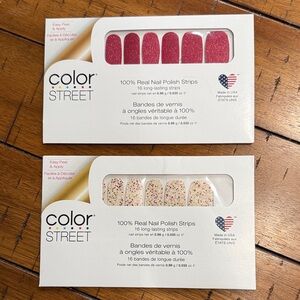 Color Street Pink Peppermint and Cran-tastic Real Nail Polish Strips NEW